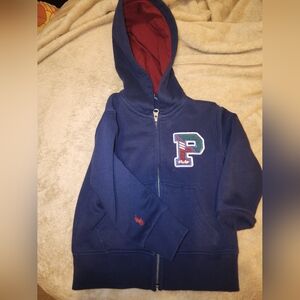 Ralph Lauren Polo Navy Blue Kids Hoodie with Red Lining